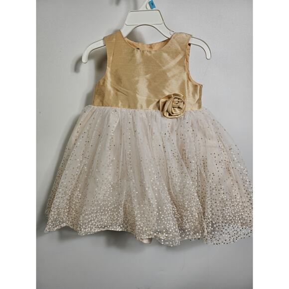 Holiday Editions Girl's Tan Gold Sparkle Dress Size 18M - Picture 1 of 12